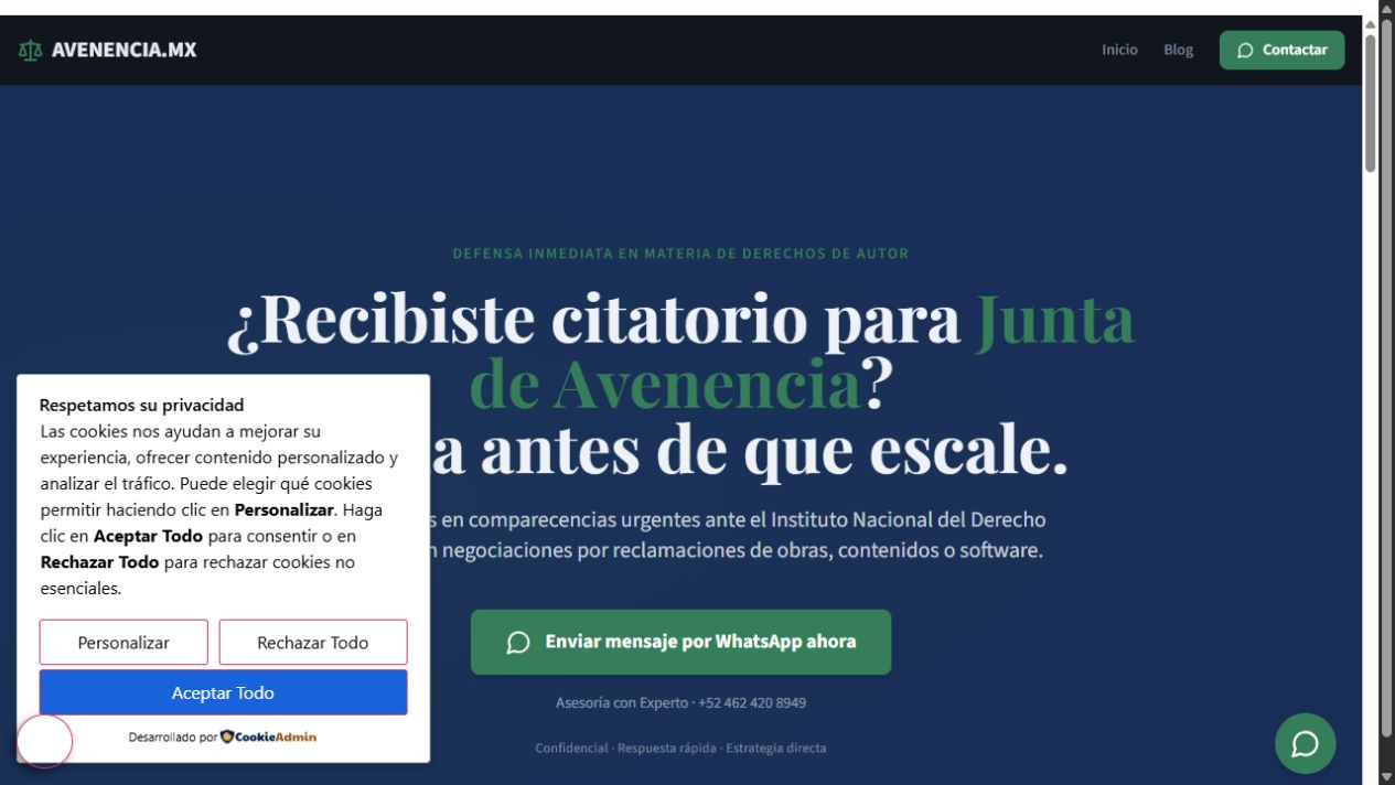 Diseño del sitio web Avenencia